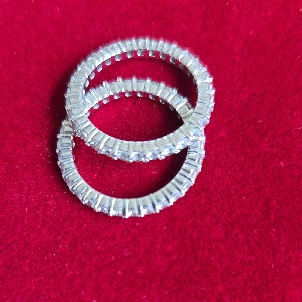 Elegant Eternity CZ Silver Band Ring Set